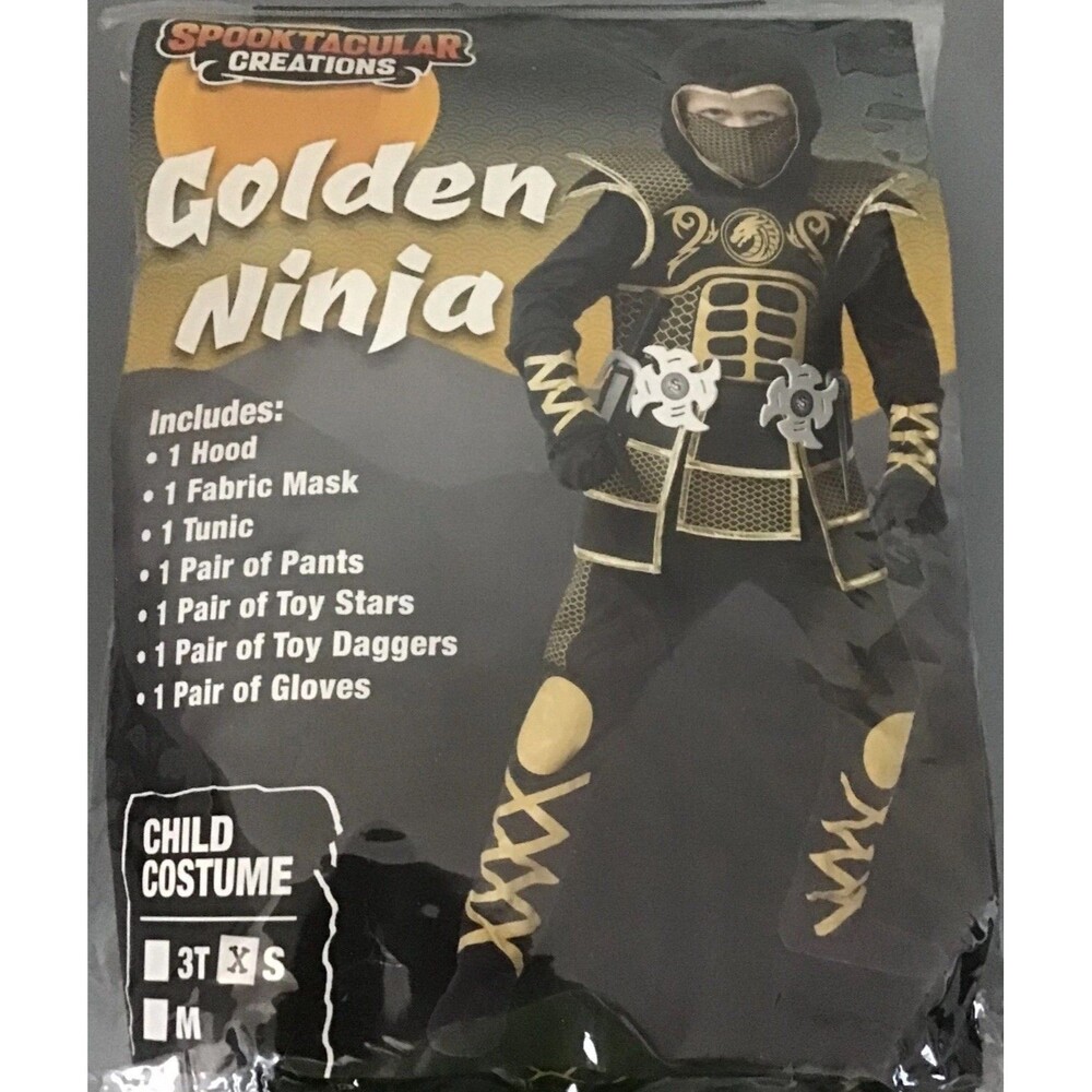 GOLDEN NINJA Costume CHILD SMALL Halloween Spooktacular Creations NIP